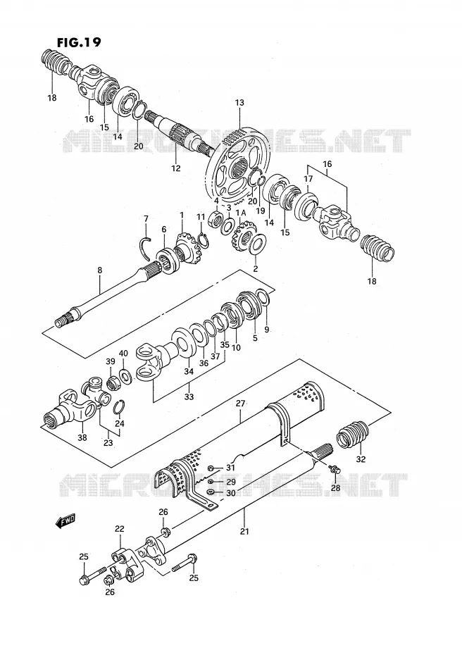 CARDAN (MODELE M/N/P/R) Suzuki QUAD 300 KINGQUAD 1991  LT-F4WDXM(E3)