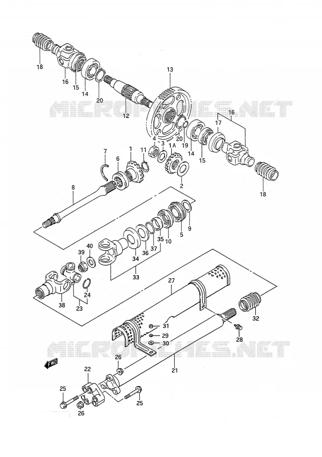 CARDAN (MODELE M/N/P/R) Suzuki QUAD 300 KINGQUAD 1992  LT-F4WDXN(E28)