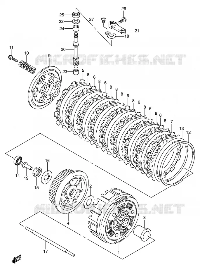 EMBRAYAGE (MODEL K5/K6/K7) Suzuki QUAD 400 QUADSPORT 2004  LT-Z400K4(E19)