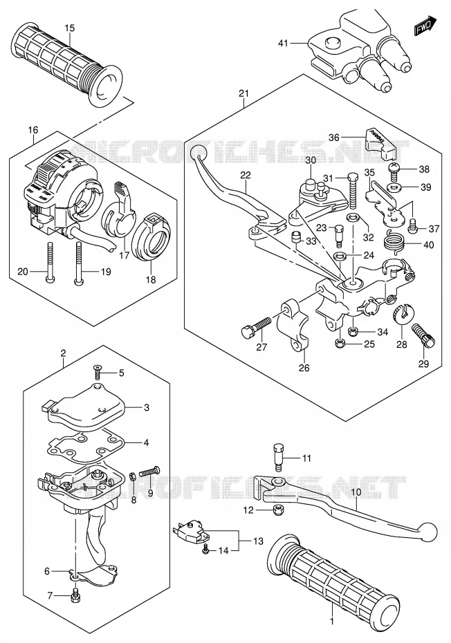 ENSEMBLE LEVIERS - POIGNEES (MODELE K3) Suzuki QUAD 400 QUADSPORT 2005  LT-Z400K5(E3/E28)