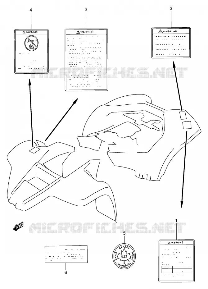 ETIQUETTE (MODELE T/V/W) Suzuki QUAD 80 QUADSPORT 1998  LT80W(P3/P28)