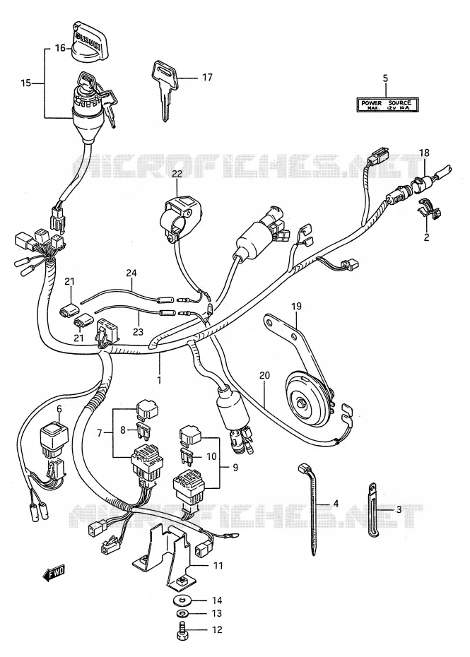 FAISCEAU ELECTRIQUE Suzuki QUAD 250 KINGQUAD 1987  LT-F4WDH(E28)