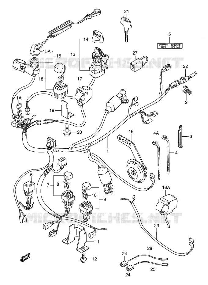 FAISCEAU ELECTRIQUE Suzuki QUAD 250 KINGQUAD 1998  LT-F4WDW(E17)