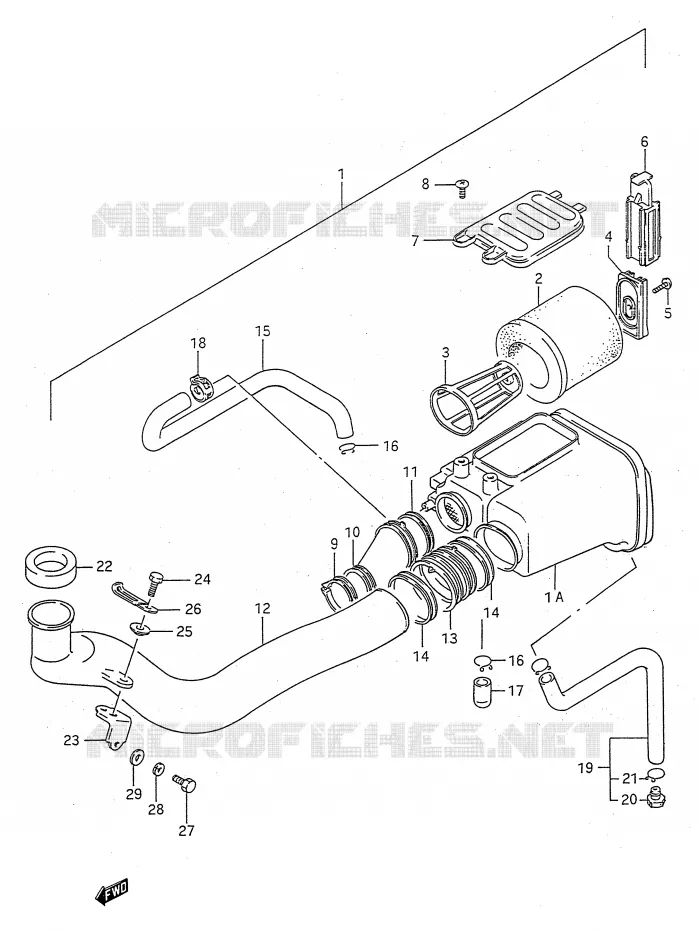 FILTRE A AIR (MODELE M/N/P/R/S) Suzuki QUAD 250 KINGQUAD 1993  LT-F4WDP(E28)