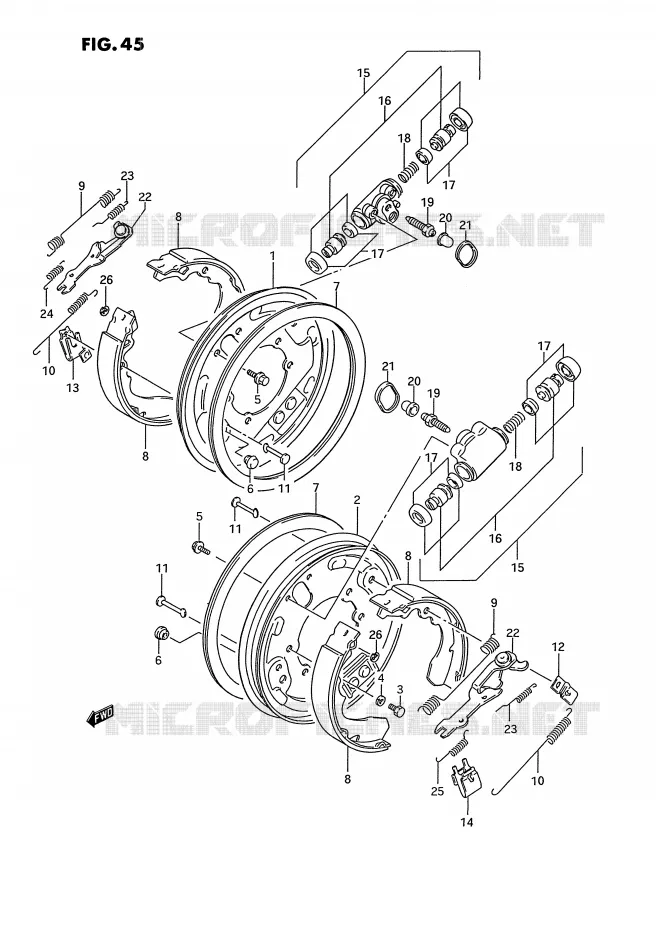 FREIN AVANT (MODELE J/K/L) Suzuki QUAD 250 OZARK 1994  LT-F250R(E28)