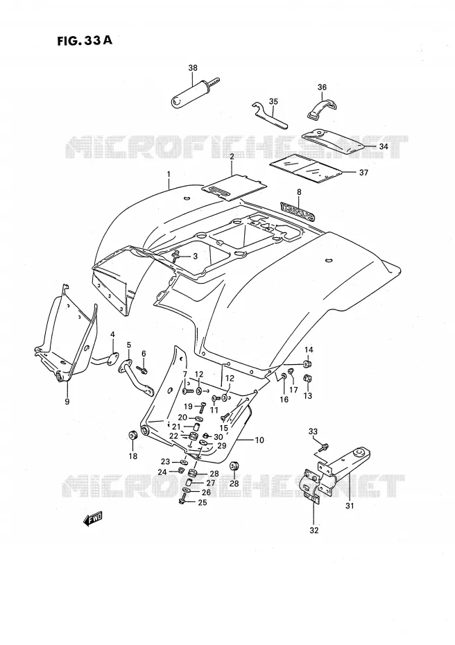 GARDE BOUE ARRIERE (MODELE M/N/P/R/S/T) Suzuki QUAD 160 OZARK 1994  LT-F160R(P2)