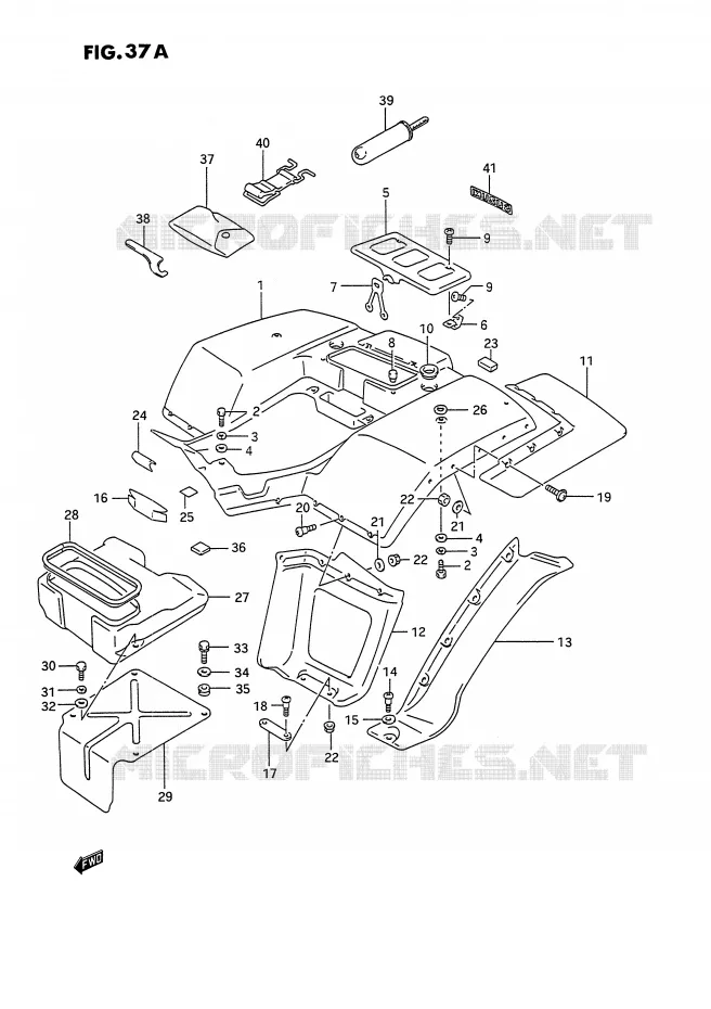 GARDE BOUE ARRIERE (MODELE M/N/P/R/S/T) Suzuki QUAD 250 OZARK 1992  LT-F250N(E28)