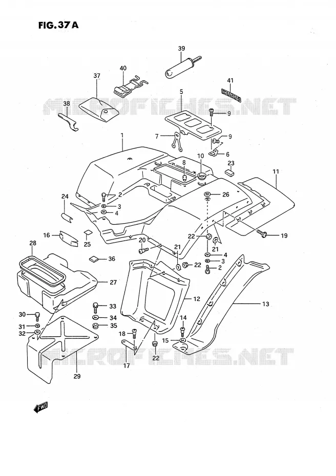 GARDE BOUE ARRIERE (MODELE M/N/P/R/S/T) Suzuki QUAD 250 OZARK 1995  LT-F250S(E3)
