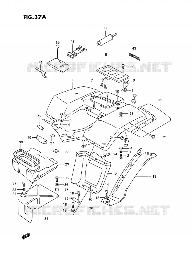 GARDE BOUE ARRIERE (MODELE M/N/P/R/S/T) Suzuki QUAD 250 OZARK 1996  LT-F250T(E2)