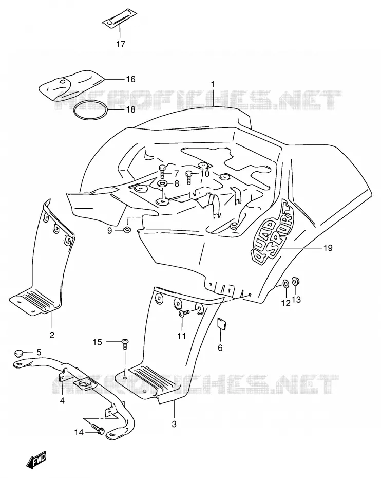 GARDE BOUE ARRIERE Suzuki QUAD 80 QUADSPORT 2001  LT80K1(P3/P28)