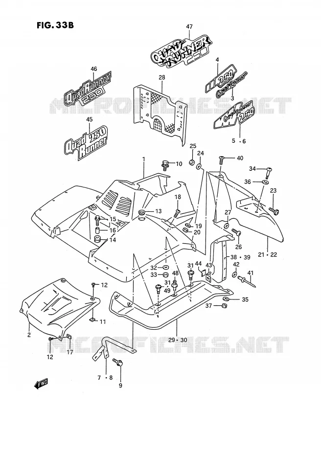 GARDE BOUE AVANT (MODELE M/N/P/R/S/T E24) Suzuki QUAD 250 OZARK 1992  LT-F250N(E2)