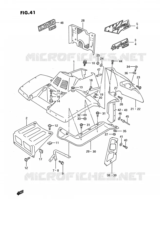 GARDE BOUE AVANT (MODELE M/N/P/R) Suzuki QUAD 300 KINGQUAD 1992  LT-F4WDXN(E3)