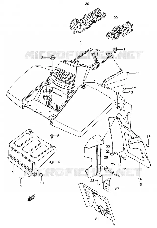 GARDE BOUE AVANT Suzuki QUAD 250 KINGQUAD 1996  LT-F4WDT(E28)