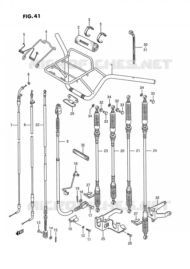 GUIDON - CABLES (MODELE H) Suzuki QUAD 250 KINGQUAD 1990  LT-F4WDL(E2)