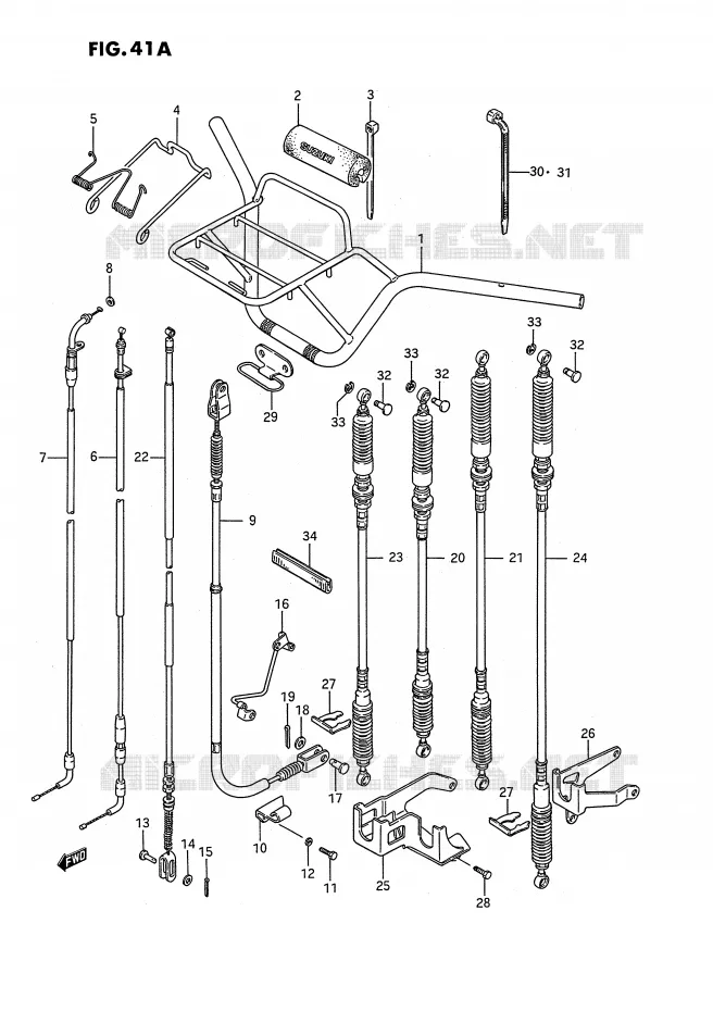 GUIDON - CABLES (MODELE J/K) Suzuki QUAD 250 KINGQUAD 1988  LT-F4WDJ(E2)