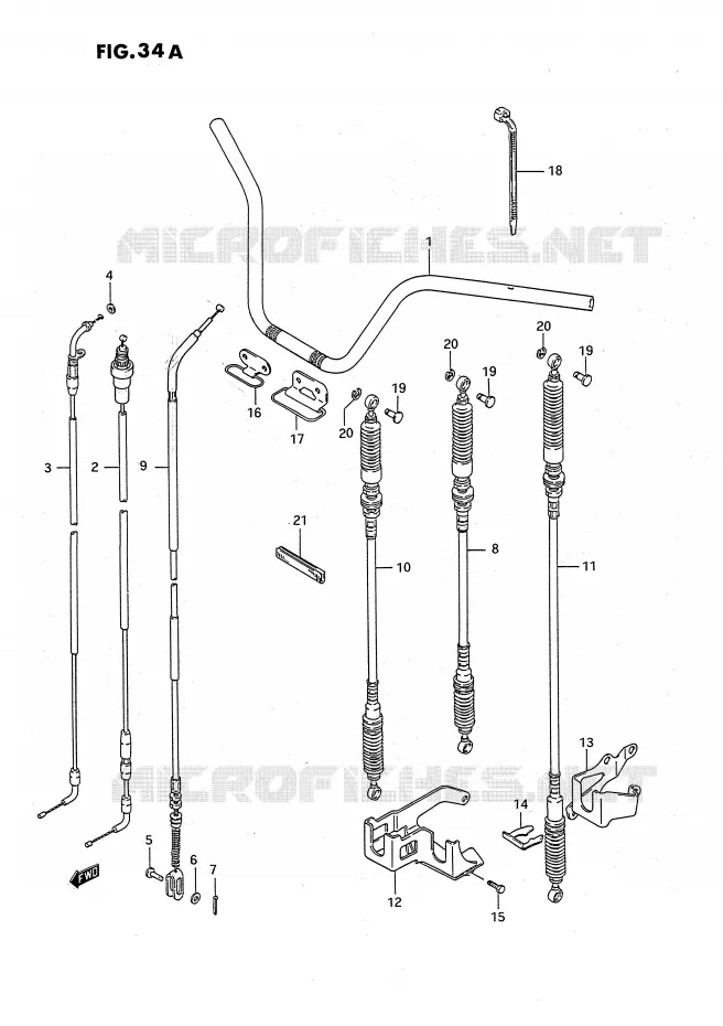 GUIDON - CABLES (MODELE L/M/N/P/R/S/T) Suzuki QUAD 250 OZARK 1993  LT-F250P(E3)
