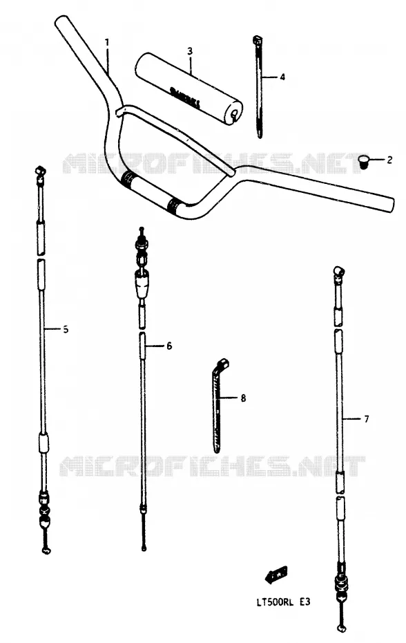 GUIDON - CABLES Suzuki QUAD 500 QUADRACER 1989  LT500RK(H/J/K/L)
