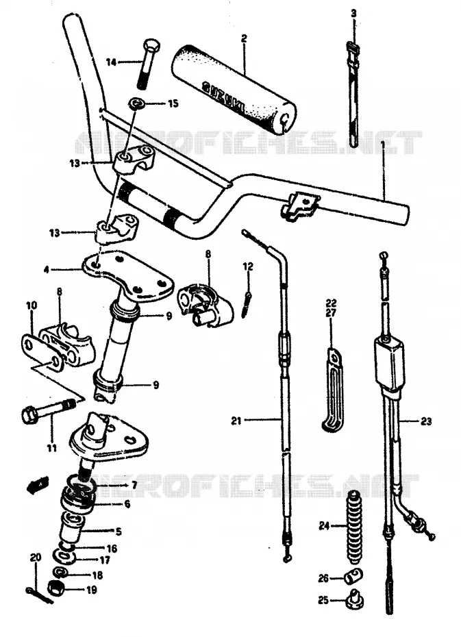 GUIDON - COLONNE DE DIRECTION Suzuki QUAD 50 MINIQUAD-SPORT 1984  LT50E(E/F/G/H/J/K)