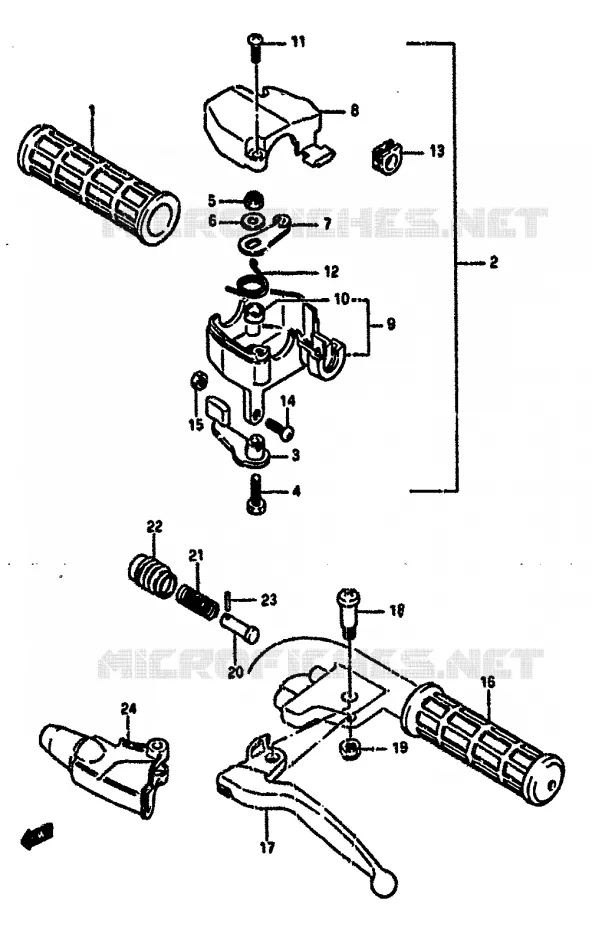 POIGNEE (MODELE H/J/K) Suzuki QUAD 50 MINIQUAD-SPORT 1985  LT50F(E/F/G/H/J/K)