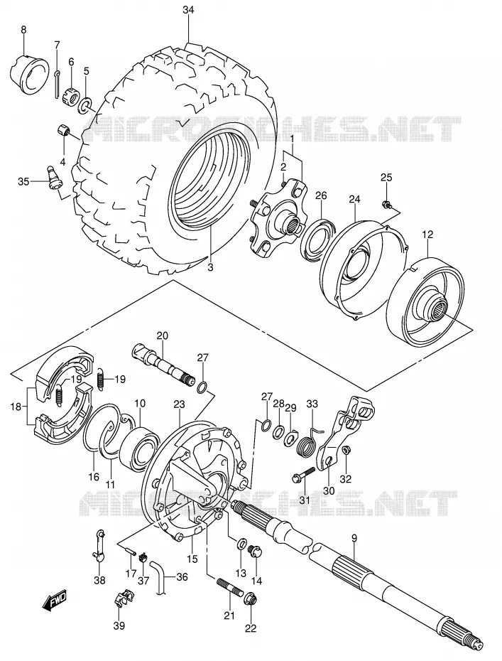 ROUE ARRIERE DROITE (MODELE K4/K5/K6) Suzuki QUAD 250 OZARK 2005  LT-F250K5(E17)