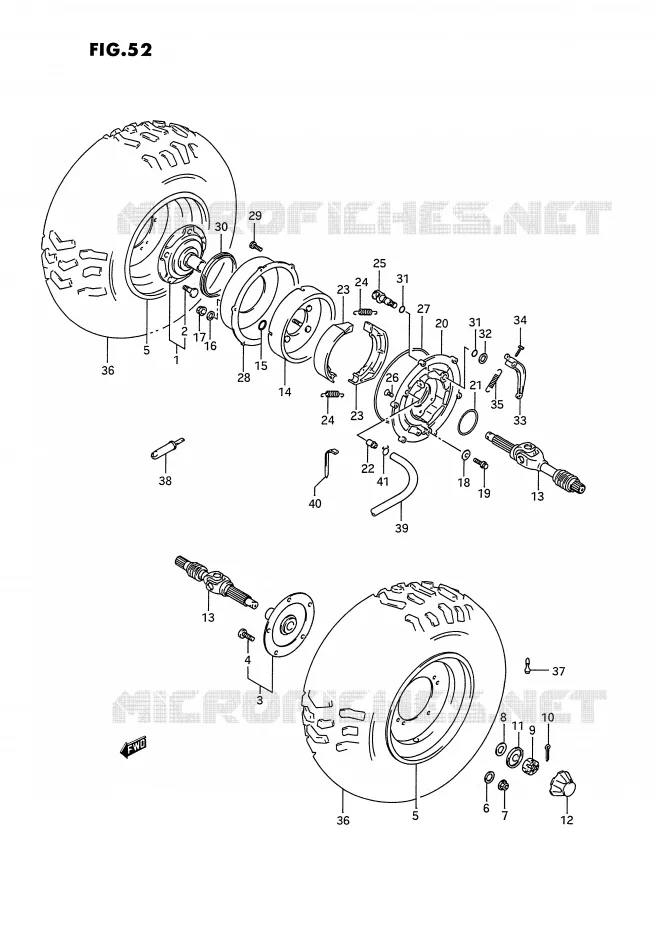 ROUE ARRIERE (MODELE M/N/P/R) Suzuki QUAD 300 KINGQUAD 1991  LT-F4WDXM(E2)