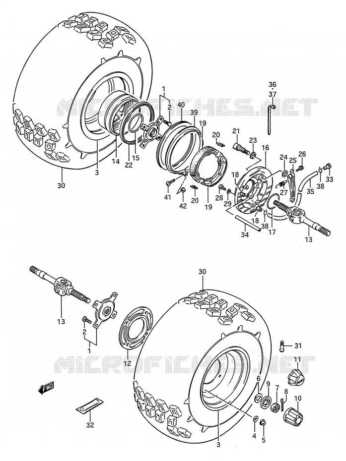 ROUE ARRIERE Suzuki QUAD 250 KINGQUAD 1991  LT-F4WDM(E28)