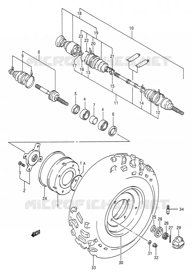 ROUE AVANT (MODELE H/J/K/L) Suzuki QUAD 250 KINGQUAD 1987  LT-F4WDH(E28)