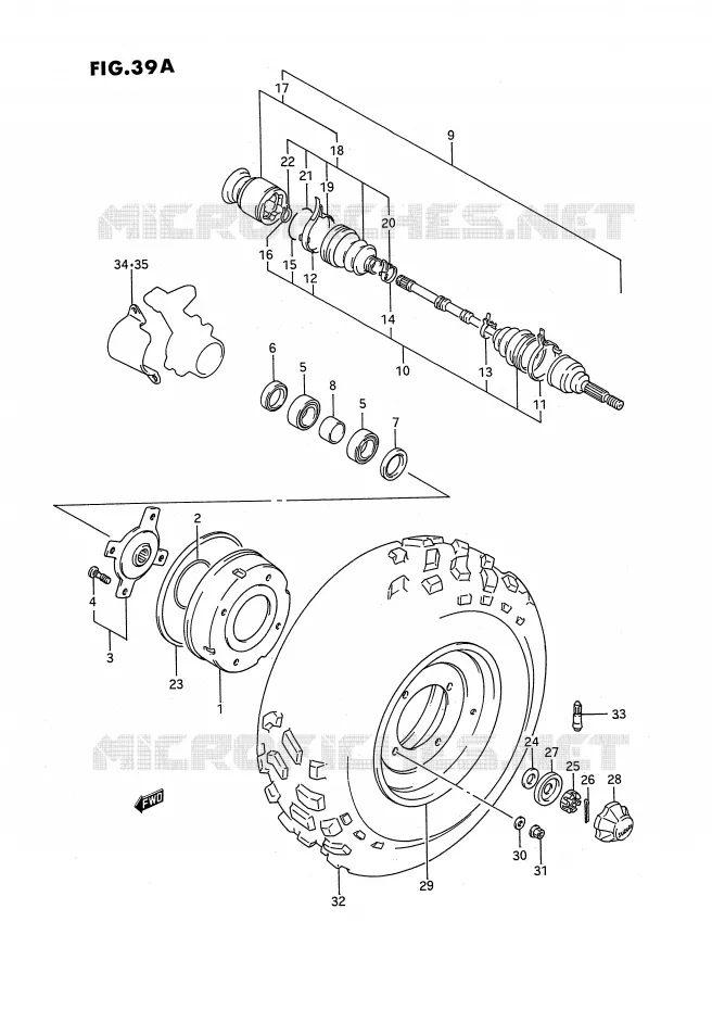 ROUE AVANT (MODELE M/N) Suzuki QUAD 250 KINGQUAD 1995  LT-F4WDS(E2)