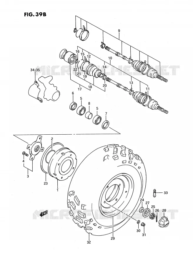 ROUE AVANT (MODELE P/R/S) Suzuki QUAD 250 KINGQUAD 1994  LT-F4WDR(E2)