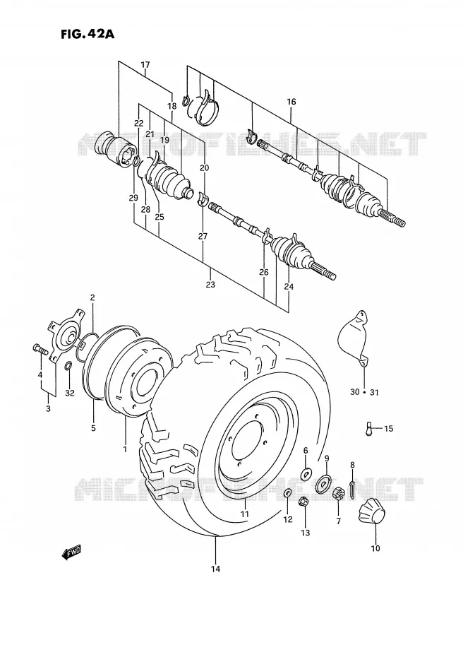 ROUE AVANT (MODELE P/R/S) Suzuki QUAD 300 KINGQUAD 1995  LT-F4WDXS(E2)