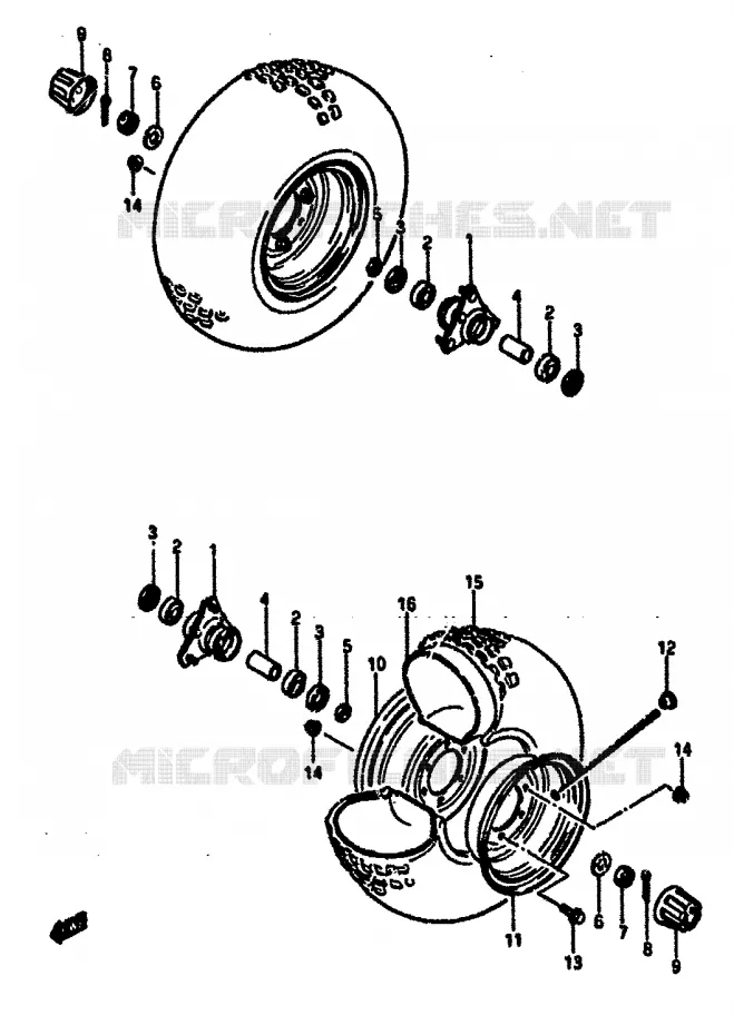 ROUE AVANT Suzuki QUAD 50 MINIQUAD-SPORT 1986  LT50G(E/F/G/H/J/K)