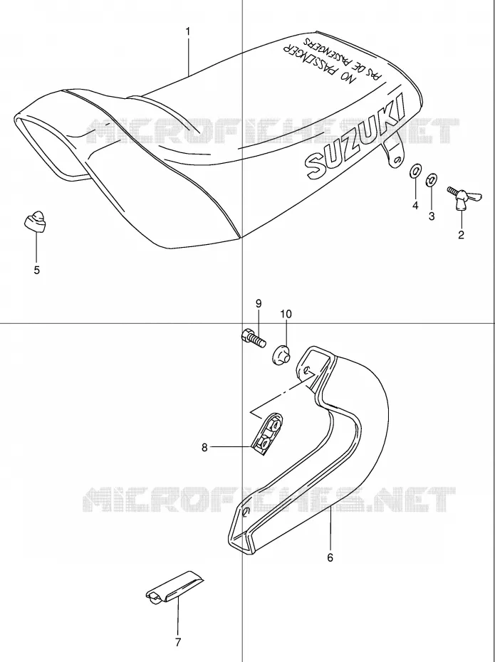 SELLE - CARTER DE CHAINE (MODELE K1/K2) Suzuki QUAD 50 MINIQUAD-SPORT 2000  LT50Y(P1)