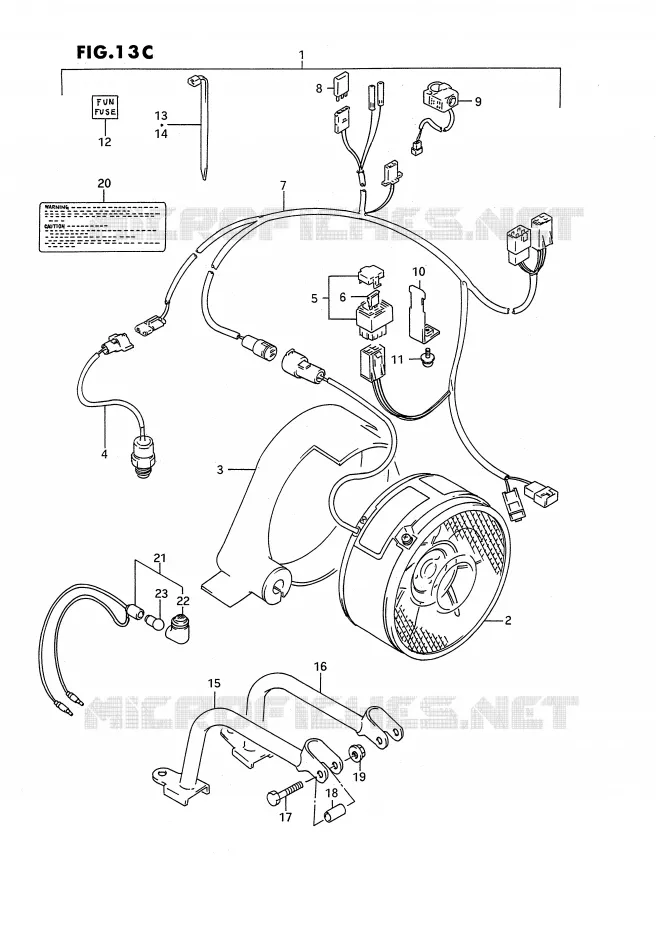 VENTILATEUR DE REFROIDISSEMENT (MODELE M/N/P/R/S OPTIONNEL) Suzuki QUAD 250 OZARK 1989  LT-F250K(E2)