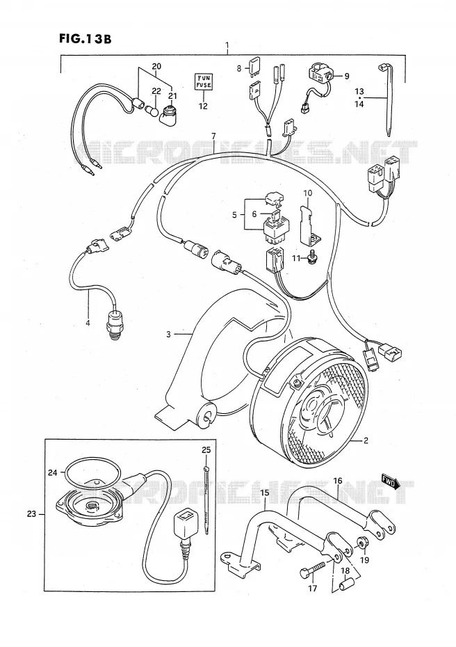 VENTILATEUR DE REFROIDISSEMENT (MODELE N/P/R/S:OPTIONNEL) Suzuki QUAD 250 OZARK 1988  LT-F250J(E3)