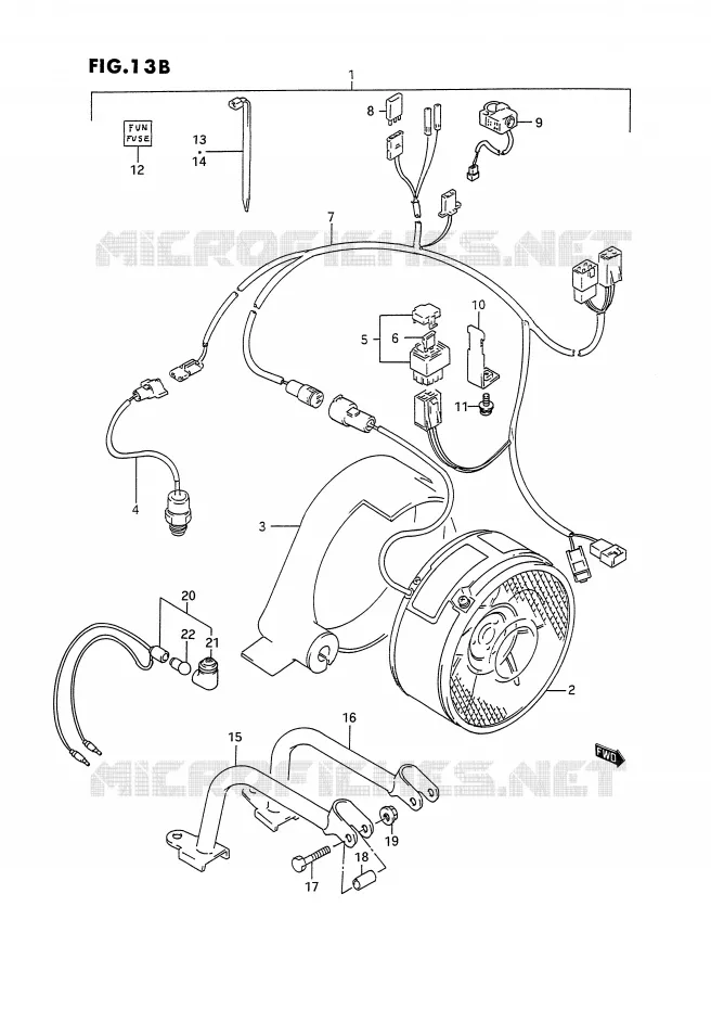 VENTILATEUR DE REFROIDISSEMENT (MODELE N/P/R/S:OPTIONNEL) Suzuki QUAD 250 OZARK 1995  LT-F250S(E28)