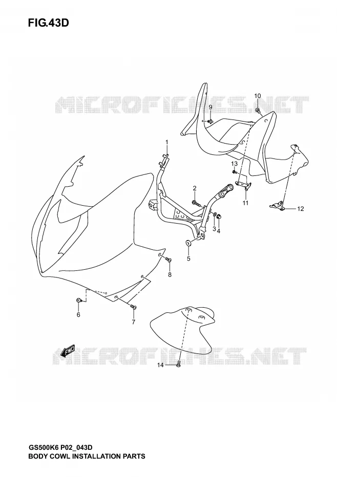 ARAIGNEE AVANT  (GS500F/FU) Suzuki MOTO 500 GS-F 2006  GS500FK6(P19)