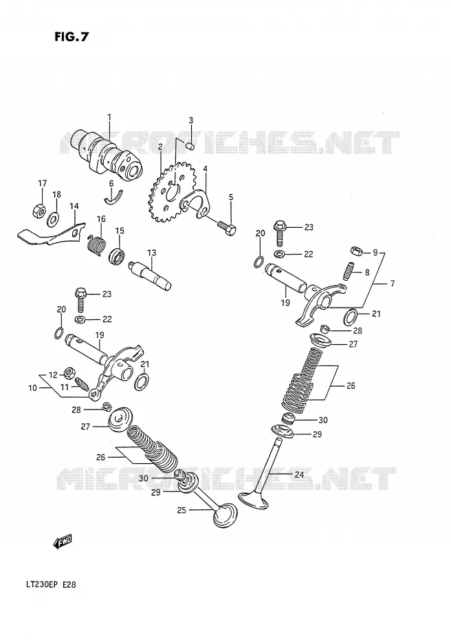 ARBRE A CAMES - SOUPAPES Suzuki QUAD 230 QUADSPORT 1990  LT230EL(E28)