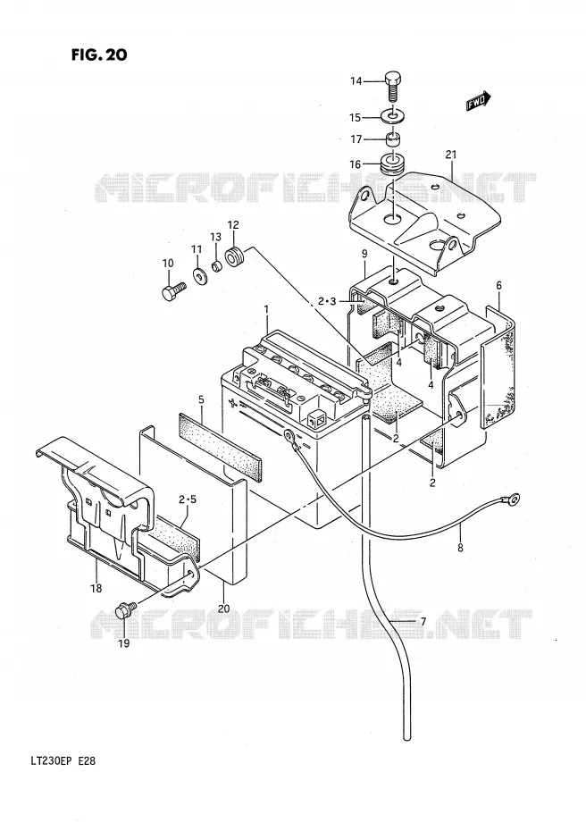 BATTERIE (MODELE H/J) Suzuki QUAD 230 QUADSPORT 1992  LT230EN(E28)