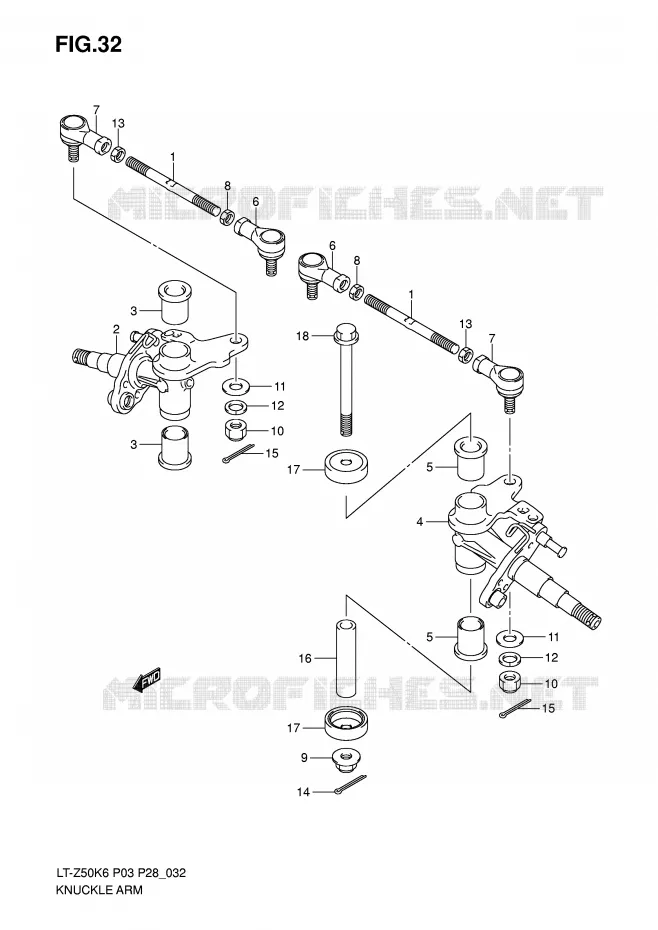 BIELLETTE DE DIRECTION - MOYEU Suzuki QUAD 50 QUADSPORT 2010  LT-Z50L0(P3/P28)