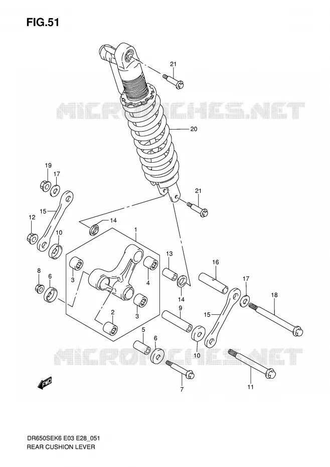 BIELLETTE DE SUSPENSION ARRIERE Suzuki MOTO 650 DR 2008  DR650SEK8(E3/E28)