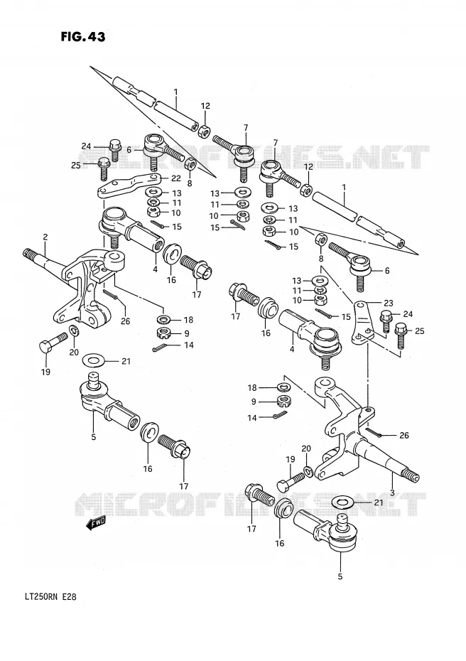 BIELLETTES DE DIRECTION - MOYEU (MODELE F/G) Suzuki QUAD 250 QUADRACER 1990  LT250RL(E28)