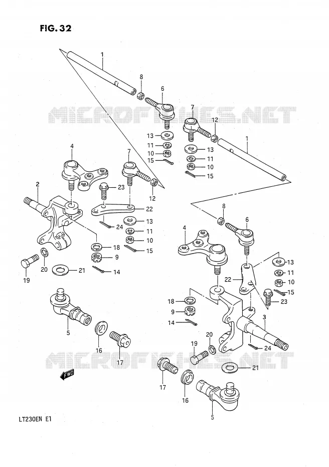 BIELLETTES DE DIRECTION - MOYEU Suzuki QUAD 230 QUADSPORT 1990  LT230EL(E1)