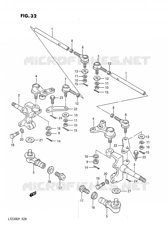 BIELLETTES DE DIRECTION - MOYEU Suzuki QUAD 230 QUADSPORT 1990  LT230EL(E28)