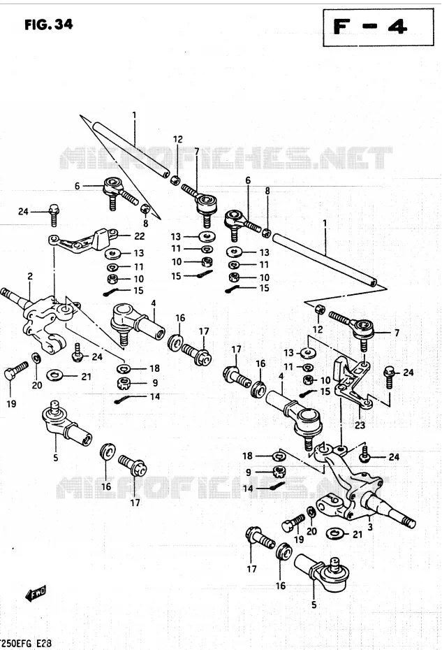 BIELLETTES DE DIRECTION - MOYEU Suzuki QUAD 250 QUADRUNNER 1985  LT250EFF(F/2/G)
