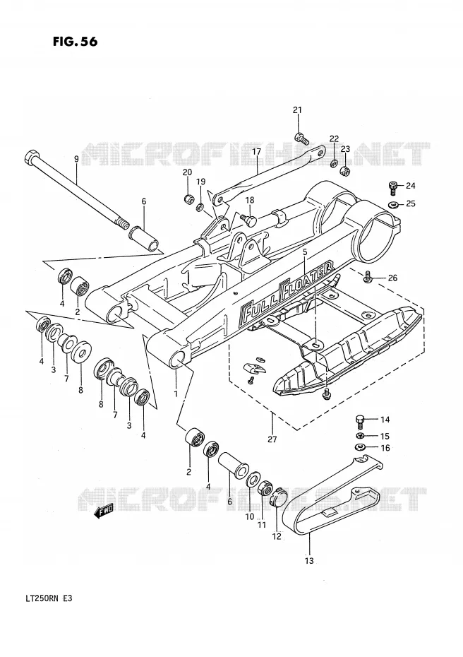 BRAS OSCILLANT ARRIERE (MODELE F) Suzuki QUAD 250 QUADRACER 1985  LT250RF(E3)