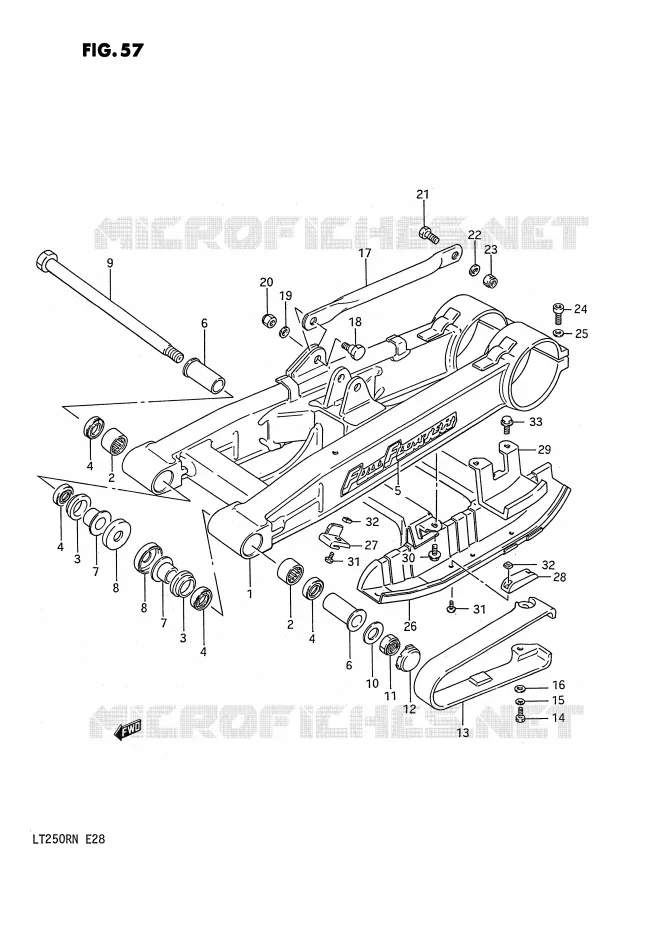 BRAS OSCILLANT ARRIERE (MODELE G) Suzuki QUAD 250 QUADRACER 1990  LT250RL(E28)