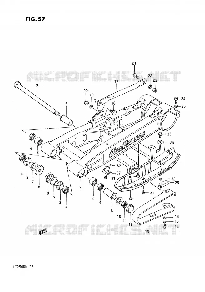 BRAS OSCILLANT ARRIERE (MODELE G) Suzuki QUAD 250 QUADRACER 1991  LT250RM(E3)