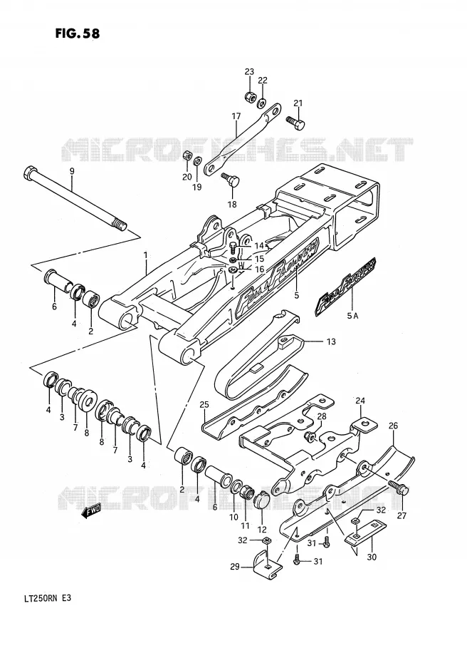 BRAS OSCILLANT ARRIERE (MODELE H/J/K/L) Suzuki QUAD 250 QUADRACER 1988  LT250RJ(E3)