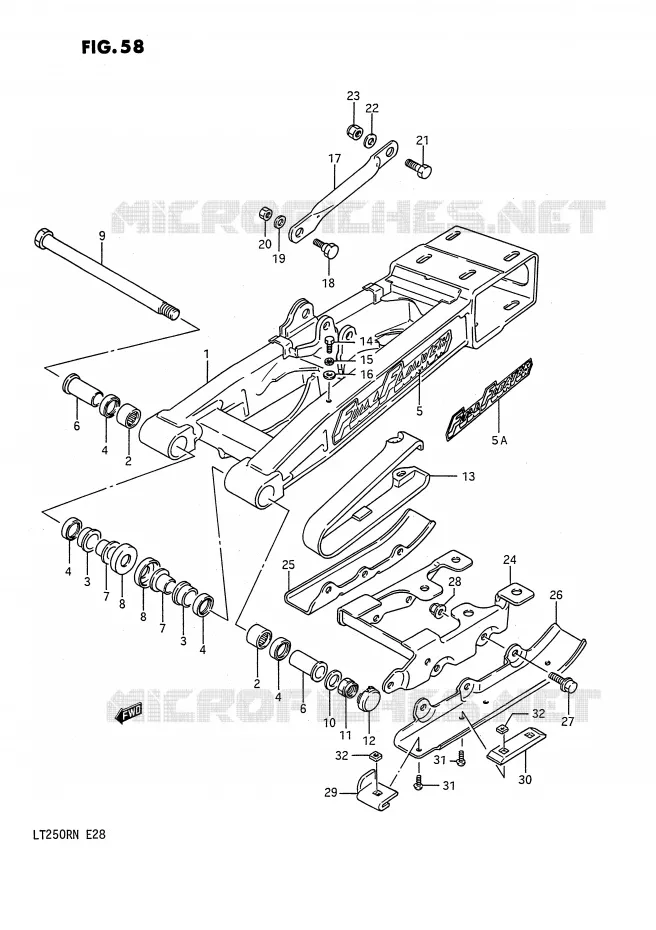 BRAS OSCILLANT ARRIERE (MODELE H/J/K/L) Suzuki QUAD 250 QUADRACER 1990  LT250RL(E28)