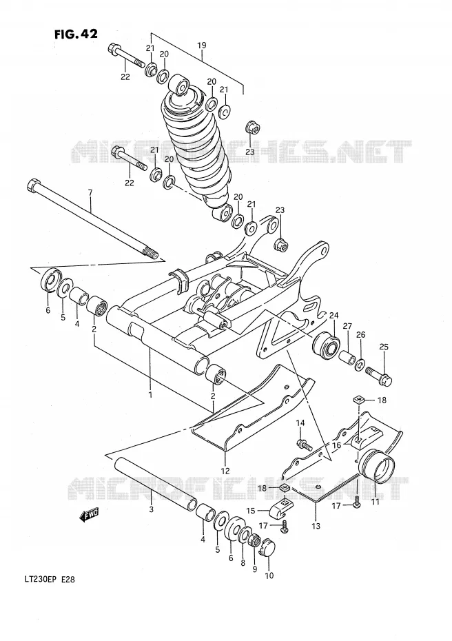 BRAS OSCILLANT ARRIERE (MODELE H) Suzuki QUAD 230 QUADSPORT 1990  LT230EL(E28)